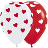 B2B GLOBO LATEX REDONDO INFINITY® CORAZONES CLASICOS FASHION SURTIDO BLANCO ROJO