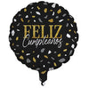 B2B GLOBO METALIZADO FELIZ CUMPLEAÑOS TERRAZO DORADO/NEGRO