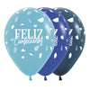 B2B GLOBO LATEX REDONDO INFINITY® FELIZ CUMPLEAÑOS TERRAZO AZUL FASHION SURTIDO