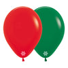 B2B GLOBO LATEX REDONDO FASHION SURTIDO NAVIDAD ROJO Y VERDE SELVA