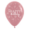 B2B GLOBO LATEX REDONDO INFINITY® HAPPY BIRTHDAY FLORES FASHION PALO DE ROSA