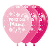 B2B GLOBO LATEX REDONDO INFINITY® FELIZ DIA MAMI FLORES FASHION SURTIDO ROSA SILVESTRE