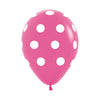 B2B GLOBO LATEX REDONDO INFINITY® POLKA BLANCO FASHION FUCSIA