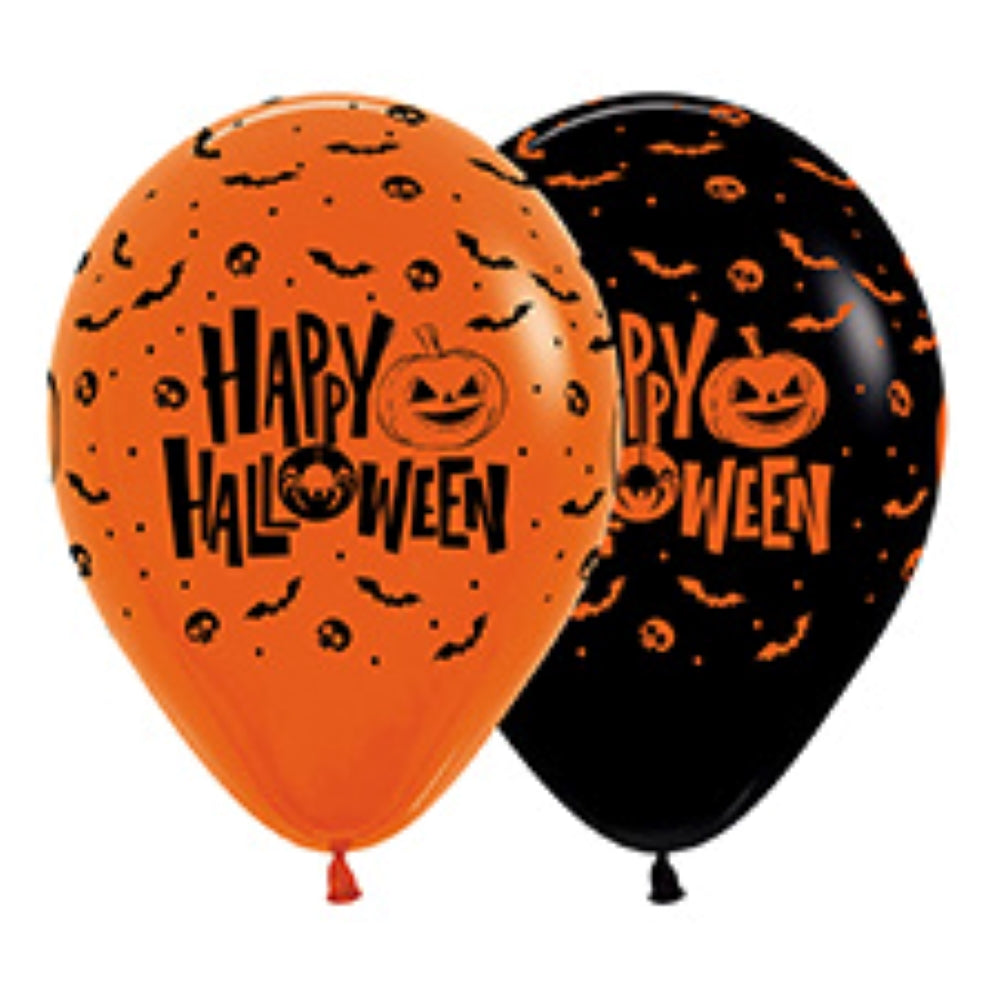 100 Globos De Látex Grueso Para Halloween Con 9 Diseños (calavera, Fantasma, Calabaza...) + Bomba De Aire Y Cuerda
