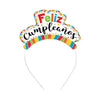 B2B TIARA IMPRESA FELIZ CUMPLEAÑOS MULTICOLOR